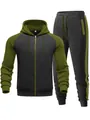 Survêtement homme 2 pièces avec sweat à capuche zippé et pantalon de sport assorti - S / Haut Et Bas / Noir Vert