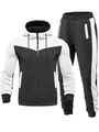 Survêtement à capuche bicolore noir et blanc pour homme pour activités sportives de plein air - S / Haut Et Bas / Blanc
