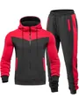 Survêtement de sport pour hommes avec sweat à capuche zippé bicolore rouge et noir - S / Haut Et Bas / Rouge