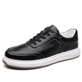 Zapatillas casuales para hombre en cuero negro transpirable con suela blanca de verano - 38 / Estilo Hueco / Negro