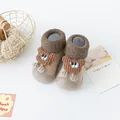 Calcetines de paseo marrones para bebé con diseño de oso y suela suave antideslizante - Caqui (835)