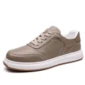 Casual herensneaker van echt rundleer in bruin met een dikke witte rubberen zool - 38 / Enkele Schoen Stijl / Grijs