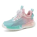 Atmungsaktive Mesh-Kindersneaker mit Drehverschluss in Rosa-Blau-Verlauf - Rosa