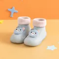 Chaussettes de sol d'hiver épaisses bleu clair pour bébé avec col polaire chaud - Bleu Clair (825)