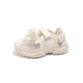 Cremeweiße atmungsaktive Mädchen-Mesh-Sandalen mit glitzernder Strassschleife - Gebrochenes Weiß