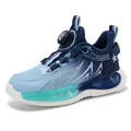 Professional blue gradient breathable mesh sports shoes for kids with rotary lace system - 29 / Dark Blue
