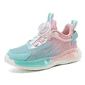 Breathable pink and mint green mesh children sneaker with easy rotary buckle closure - 29 / Pink
