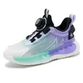 Kids' breathable mesh sneakers with gradient purple and teal design, dial lace system. - 29 / Purple