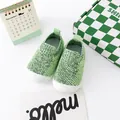 Soft-sole breathable green knitted mesh baby walking shoes for toddlers and infants - 11.5cm / Green