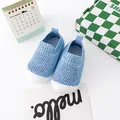 Breathable light blue mesh baby walking shoes with white protective soft sole for toddlers - 11.5cm / Blue