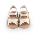 Cream-colored baby summer sandals with cross-straps and velcro closure for toddlers - White