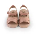 Detailed view of pink crossover strap baby summer sandals for walking - Khaki