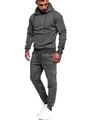 Men's premium grey tracksuit set with pleated shoulder detail hoodie and matching joggers - S / Top And Bottom / Dark Gray