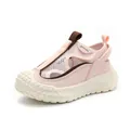 Pink breathable mesh kids' athletic sports sandals with closed-toe and hollow design - Pink