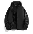 Lightweight black men's ice silk sun protection jacket with hood and UPF 100+ rating. - L / Tops / Men's Black