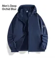 Detailed view of men's dark blue ice silk sun protection jacket with UPF 100+ logo - L / Tops / Men's Dark Blue