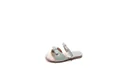 Sandalias planas de flores para niña verde menta con lazos elegantes y diseño de tiras - Talla 23 (Longitud 15.0) / Verde menta