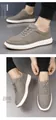 Men's breathable grey cowhide leather casual sneakers with white sole for autumn style - 38 / Casual Style (66703) / Gray (66703)
