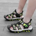 Stylish camo closed-toe sandals for boys with durable non-slip soles for summer outdoors. - 28 / Black/Yellow