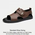 Sandalias clásicas de cuero marrón para hombre con bordado de libélula y correa - 38 / Marrón