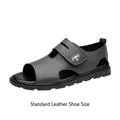 Cómoda sandalia de cuero gris transpirable para hombre con diseño de correa ajustable - 38 / Gris