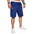 Men's solid blue casual cargo shorts with comfortable drawstring waist and straight fit - Sapphire Blue