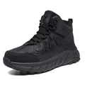 Professional black high-top outdoor hiking sports shoes with durable textured rubber sole - 39 / Flats / Black