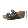 Vue détaillée de sandales compensées noires avec talon de 6,8 cm et clous de perles - Noir