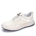 Men's lightweight breathable mesh and leather sneakers in off-white for summers - 38 / Off White