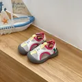 White and pink mesh kids sports sandals with closed toe for toddlers beach walking - Size 24 (Inner Length 15.5cm) / Pink