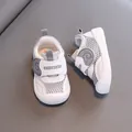 White breathable mesh baby sandals with soft non-slip soles and Chidier logo Velcro strap - Size 14 (Inner Length 11.5cm) / Gray