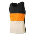 Men's athletic tank top with black, orange, and beige color-block design - S / Tops / Black Orange Beige