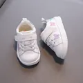 White baby walker shoes with colorful butterfly embroidery and soft non-slip sole. - Size 16 (12.5cm) / Silver