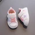 Toddler girl's white walking shoes with pink butterfly embroidery and soft non-slip soles - Size 16 (12.5cm) / Pink