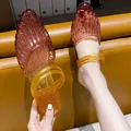 Elegant gradient glitter jelly closed-toe slippers for women in brown and gold finish - 37 / Yellow-Brown Gradient (019)