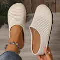 Mules fermées en maille beige respirante pour femmes avec semelle plateforme d'été - Blanc Cassé