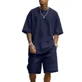 Vista detallada de un conjunto deportivo oversize azul marino de French Terry - S / Top Y Pantalón / Azul marino