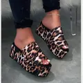 Sandalias de plataforma modernas con estampado de leopardo y punta abierta cómoda - 35 / Estampado de leopardo