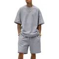 Conjunto de camiseta y pantalones cortos de rizo francés grueso para hombre en gris - S / Top Y Pantalón / Gris claro