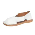 Elegant white handmade retro Roman sandals featuring closed toe and side hollow out design for women - 36 / Off White