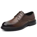 Elegante braune Leder-Business-Schuhe für Herren mit atmungsaktivem Design und weicher Sohle - Braun Ganzjährig