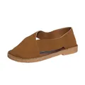 Retro brown suede closed-toe sandals for women with side cutouts, slip-on style. - 36 / Camel