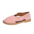 Pink suede-like closed toe roman sandals with side cutout and handmade stitching - 36 / Pink