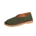 Mocassins vintage en daim vert foncé avec découpe latérale et semelle texturée beige - Vert Militaire