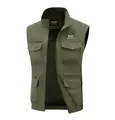 Men's outdoor olive green multi-pocket casual vest, lightweight and breathable fabric - M / Tops / Army Green