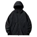 Professionelle schwarze Unisex-Sonnenschutzjacke aus Eisseide mit UPF50+ und Kapuze - 3XL / Oberteile / Schwarz