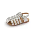 Shiny silver woven Roman sandals for girls with soft sole and stylish closed toe design - Size 23 Inner Length 15.0cm / Silver