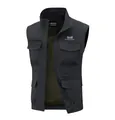 Men's lightweight multi-pocket outdoor utility vest in black with breathable mesh lining - Black