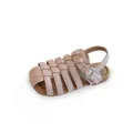 Girls closed-toe woven hollow Roman sandals in soft pink with an adjustable strap - Size 23 Inner Length 15.0cm / Pink