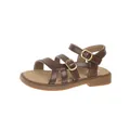Classic dark brown girls' leather-look summer sandals featuring adjustable buckle straps - Brown